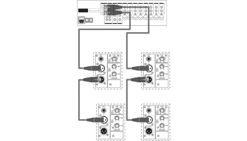 Подключение нескольких динамиков Eurolive B215D 